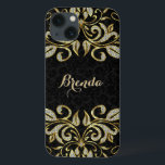 iPhone 13 Case Elégant Noir Et Faux Or & Parties scintillant<br><div class="desc">Elégant faux or et diamants parties scintillant floral tourbillonne sur les damas floral noir. Si vous avez besoin d'aide pour customiser un de mes designs,  contactez le concepteur ArtOnWear. Mise en forme de texte gratuite avec aide en direct disponible sur demande.</div>
