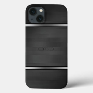 Etui iPhone Case-Mate Elégant noir Faux bois rayures Argent Accent