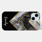 Coques Case-Mate iPhone Elégant noir gris unique géométrique (Verso (horizontal))