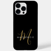Coques Case-Mate iPhone Élégant Noir Moderne Script Monogramme (Verso)