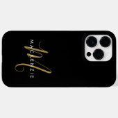Coques Case-Mate iPhone Élégant Noir Moderne Script Monogramme (Verso (horizontal))