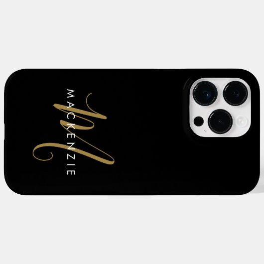Coques Case-Mate iPhone Élégant Noir Moderne Script Monogramme (Verso (horizontal))
