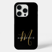 Coques Case-Mate iPhone Élégant Noir Moderne Script Monogramme (Verso)
