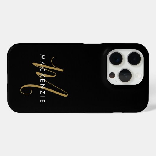 Coques Case-Mate iPhone Élégant Noir Moderne Script Monogramme (Verso (horizontal))