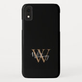 Coques Case-Mate iPhone Élégant Noir moderne Script Monogramme Nom (Dos)