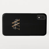 Coques Case-Mate iPhone Élégant Noir moderne Script Monogramme Nom (Dos (Horizontal))