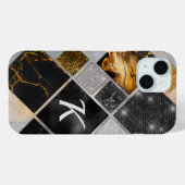 Coques Case-Mate iPhone Elégant noir or argent géométrique (Verso (horizontal))