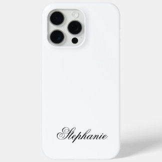 Coque iPhone 15 Pro Max Élégant nom de monogramme noir et blanc