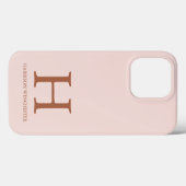 Coques Case-Mate iPhone Élégant nom de monogramme serif rose pâle (Verso (horizontal))