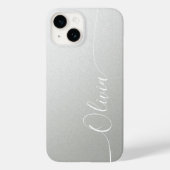 Coques Case-Mate iPhone Élégant Nom de Script Calligraphique Argenté Brill (Verso)