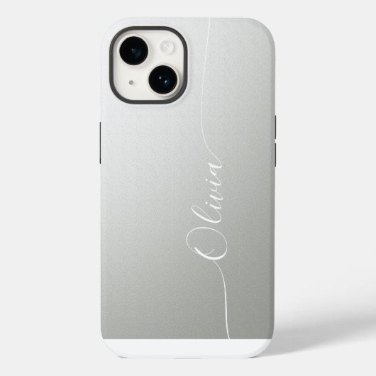 Coques Case-Mate iPhone Élégant Nom de Script Calligraphique Argenté Brill (Verso)