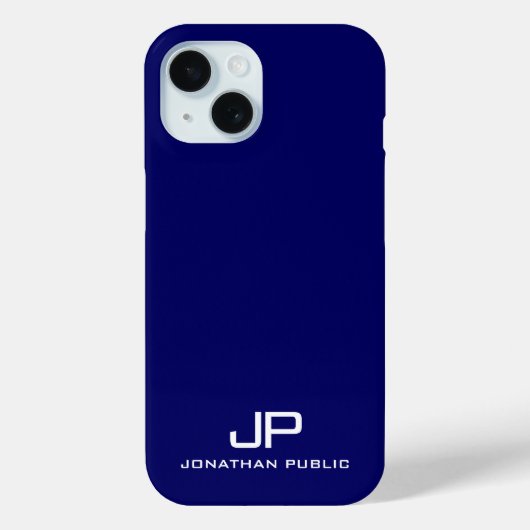 Coques Case-Mate iPhone Elégant nom Monogramme Modèle Marine Bleu tendance (Verso)
