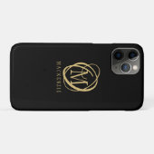 Coques Case-Mate iPhone Élégant Nom Monogramme Or Noir (Dos (Horizontal))