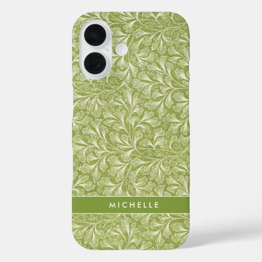 Coques Case-Mate iPhone Élégant Nom Personnalisé Botanique Vert (Verso)
