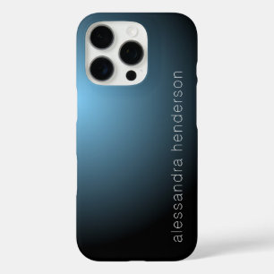 Coques iPhone 16 Pro Elégant nom personnalisé marine bleu noir ombre mi