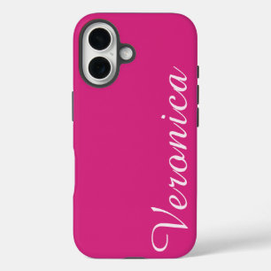 Coques iPhone 16 Élégant Nom Personnalisé Rose Chaud Féminin