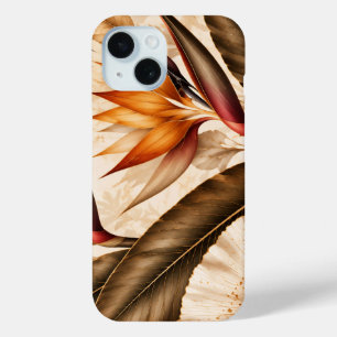 Coque Pour iPhone 15 Élégant Oiseau de Paradis & Ginkgo Art Botanique