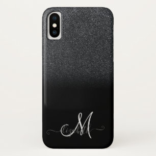 Case-Mate iPhone Case Élégant ombre pailleté noir Monogramme