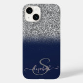 Coques Case-Mate iPhone Elégant Ombre Parties scintillant Argent, Monogram (Verso)