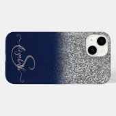 Coques Case-Mate iPhone Elégant Ombre Parties scintillant Argent, Monogram (Verso (horizontal))