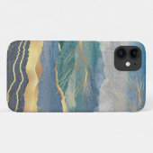 Coques Case-Mate iPhone Elégant or bleu paysage Art (Dos (Horizontal))