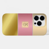 Coques Case-Mate iPhone Élégant or Chopper rose en métal monogramme Nom (Verso (horizontal))