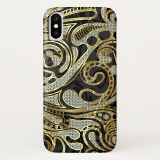 Coques Case-Mate iPhone Elégant Or & Diamants blancs Abstraits (Dos)
