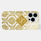 Coques Case-Mate iPhone Elégant or et blanc Damas Impression personnalisée (Verso (horizontal))