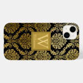 Coques Case-Mate iPhone Élégant or et noir Damas Impression personnalisée (Verso (horizontal))