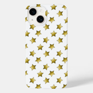 Coque Pour iPhone 14 Élégant or étoiles motif blanc