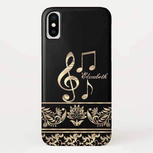 Coques Case-Mate iPhone Élégant or floral, Clé de violon, Note (Dos)