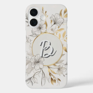 Coques iPhone 16 Élégant or floral Design botanique chic