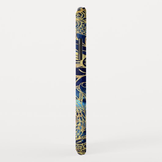 Coques Case-Mate iPhone Elégant or Mandala Fleurs Bleu Nebula (Dos/Droite)