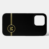 Coques Case-Mate iPhone Élégant or Monogramme personnalisé sur noir (Verso (horizontal))