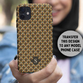 Coques Case-Mate iPhone Élégant or rétro motif floral Monogramme