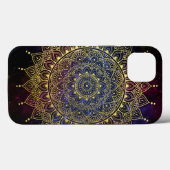 Coques Case-Mate iPhone Elégant or sur Nebula foncé Floral Henna Mandala (Verso (horizontal))