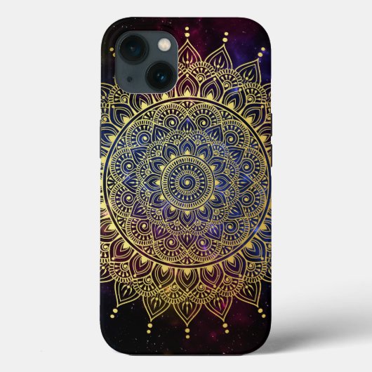 Coques Case-Mate iPhone Elégant or sur Nebula foncé Floral Henna Mandala (Verso)