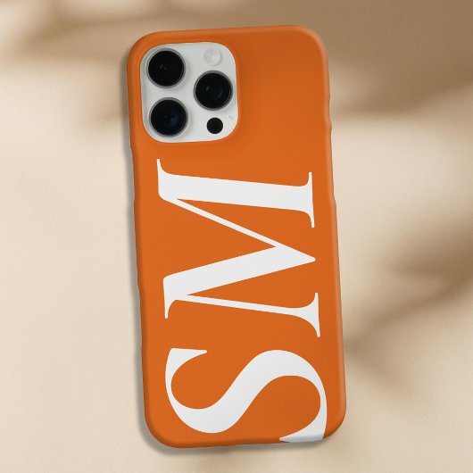 Coques Case-Mate iPhone Élégant orange blanc gras monogramme initial