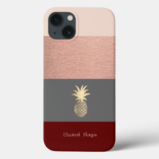 Coques Case-Mate iPhone Élégant, Pamplemousse Doré Pailleté, Rayure (Verso)