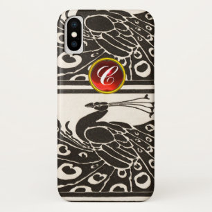 COQUE Case-Mate POUR iPhone ÉLÉGANT PAON BLANC NOIR RUBIS ROUGE GEMME MONOGRAM