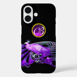 COQUES iPhone 16  ÉLÉGANT PAPIER EN PURPLE, MONOGRAMME AMÉTHYSTE