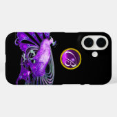COQUES Case-Mate iPhone ÉLÉGANT PAPIER EN PURPLE, MONOGRAMME AMÉTHYSTE (Verso (horizontal))