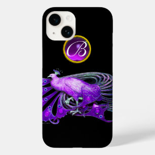 COQUE POUR iPhone 14 ÉLÉGANT PAPIER EN PURPLE, MONOGRAMME AMÉTHYSTE
