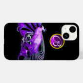 COQUES Case-Mate iPhone ÉLÉGANT PAPIER EN PURPLE, MONOGRAMME AMÉTHYSTE (Verso (horizontal))