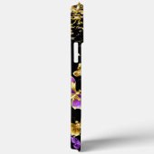 Coques Case-Mate iPhone Élégant Papillon pourpre Gold Confetti Noir (Verso / Droite)