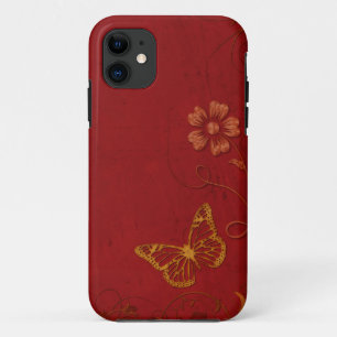 Coque Case-Mate Pour iPhone Élégant Papillons Vintages rouge et or