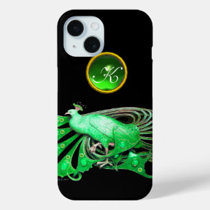 COQUE POUR iPhone 15 ÉLÉGANT PÂQUE EN MONOGRAPHIE VERTE, ÉMERAUDE