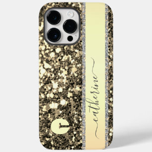 Coque Pour Pour iPhone 14 Pro Max Elégant Parties scintillant gris tendance Monogram