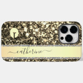 Coques Case-Mate iPhone Elégant Parties scintillant gris tendance Monogram (Verso (horizontal))