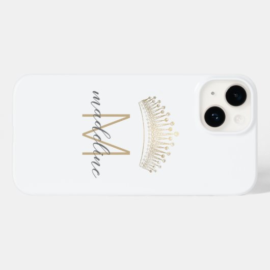 Coques Case-Mate iPhone Élégant Parties scintillant or Couronne Monogramme (Verso (horizontal))